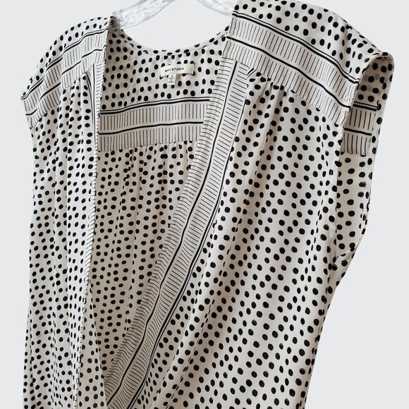 EUC Max Studio Womens Polka Dot Sleeveless Blouse Top S Polyester Black/White - Picture 4 of 7